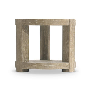 Bernhardt Bernhardt Tribeca Round Side Table With Aurum Wire-Brushed Oak Finish, Lower Shelf & Shaped Legs 333122