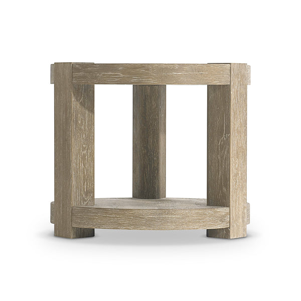 Bernhardt Bernhardt Tribeca Round Side Table With Aurum Wire-Brushed Oak Finish, Lower Shelf & Shaped Legs 333122