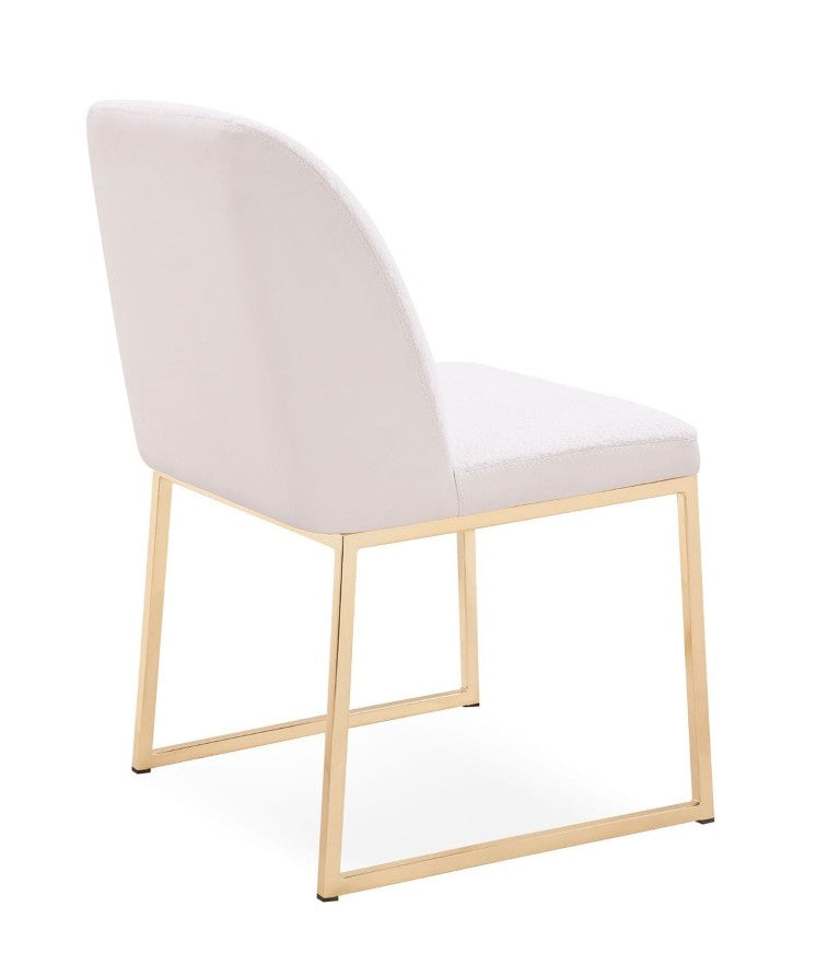 VIG Furniture Muir Luxe White Sherpa Dining Chair Set Of 2 With Gold Legs, Channel-Tufted Comfort & Modern Glam (96) VGHR3622-WHT-DC