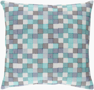 Surya Modular 18"L X 18"W Accent Pillow - Durable Cotton Design For Modern Decor & Cozy Charm, India-made Teal Cotton,Cotton Mul001-2020p