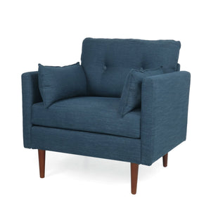 English Elm Christopher Knight Home® - CLUB Chair with Plush Fabric Upholstery and Walnut Birch Legs — Stylish Comfortable Accent Seating for Living Rooms Navy Blue 30.75 L x 25.75 W x 21 H 71571.00