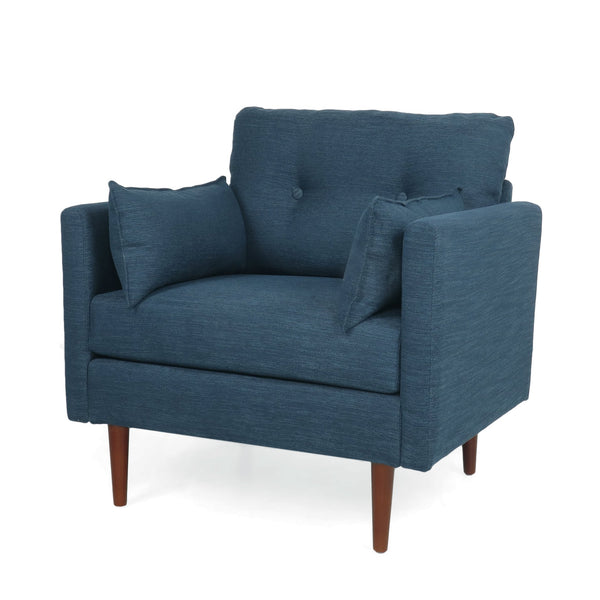 English Elm Christopher Knight Home® - CLUB Chair with Plush Fabric Upholstery and Walnut Birch Legs — Stylish Comfortable Accent Seating for Living Rooms Navy Blue 30.75 L x 25.75 W x 21 H 71571.00