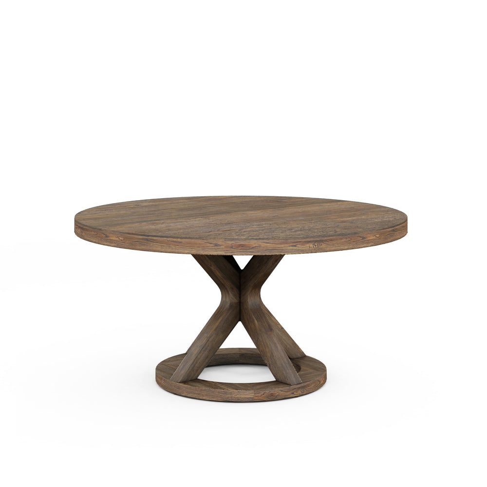 A.R.T. Furniture Stockyard Round Dining Table - Smoaked Ash & Oak Veneers, Stylish Pedestal Base, Seats 4 Comfortably Brown Ash Solids,Knotty White Oak Veneers 284225-2303