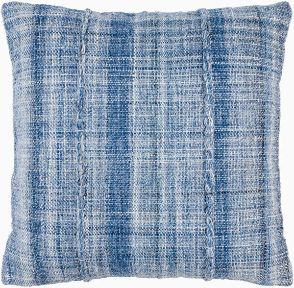 Surya Mudcloth Eco-friendly 18"X18" Outdoor Safe Accent Pillow - Stylish Bohemian Home Decor Piece Denim Blue Recycled Pet Yarn,Recycled Pet Yarn Muo002-2020p