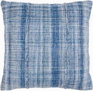 Surya Mudcloth Eco-friendly 18"X18" Outdoor Safe Accent Pillow - Stylish Bohemian Home Decor Piece Denim Blue Recycled Pet Yarn,Recycled Pet Yarn Muo002-2020p