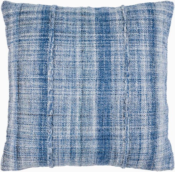 Surya Mudcloth Eco-friendly 18"X18" Outdoor Safe Accent Pillow - Stylish Bohemian Home Decor Piece Denim Blue Recycled Pet Yarn,Recycled Pet Yarn Muo002-2020p