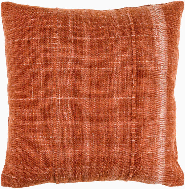 Surya Mudcloth Eco-friendly 18"X18" Outdoor Safe Accent Pillow - Stylish Bohemian Home Decor Piece Terracotta Recycled Pet Yarn,Recycled Pet Yarn Muo003-1818p