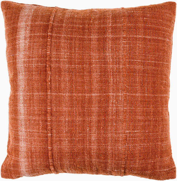 Surya Mudcloth Eco-friendly 18"X18" Outdoor Safe Accent Pillow - Stylish Bohemian Home Decor Piece Terracotta Recycled Pet Yarn,Recycled Pet Yarn Muo003-1818p
