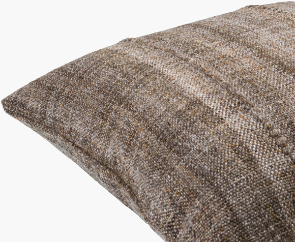 Surya Mudcloth Eco-friendly 18"X18" Outdoor Safe Accent Pillow - Stylish Bohemian Home Decor Piece Taupe Recycled Pet Yarn,Recycled Pet Yarn Muo005-2222d