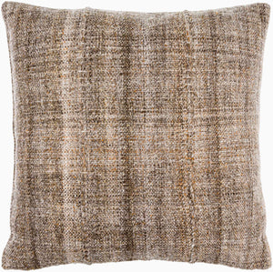 Surya Mudcloth Eco-friendly 18"X18" Outdoor Safe Accent Pillow - Stylish Bohemian Home Decor Piece Taupe Recycled Pet Yarn,Recycled Pet Yarn Muo005-2222d