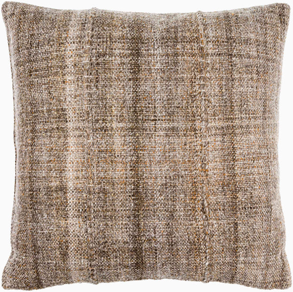 Surya Mudcloth Eco-friendly 18"X18" Outdoor Safe Accent Pillow - Stylish Bohemian Home Decor Piece Taupe Recycled Pet Yarn,Recycled Pet Yarn Muo005-2222d