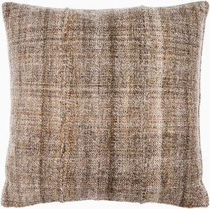 Surya Mudcloth Eco-friendly 18"X18" Outdoor Safe Accent Pillow - Stylish Bohemian Home Decor Piece Taupe Recycled Pet Yarn,Recycled Pet Yarn Muo005-2222d