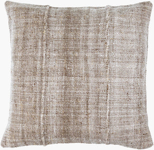 Surya Mudcloth Eco-friendly 18"X18" Outdoor Safe Accent Pillow - Stylish Bohemian Home Decor Piece Beige Recycled Pet Yarn,Recycled Pet Yarn Muo006-2020d