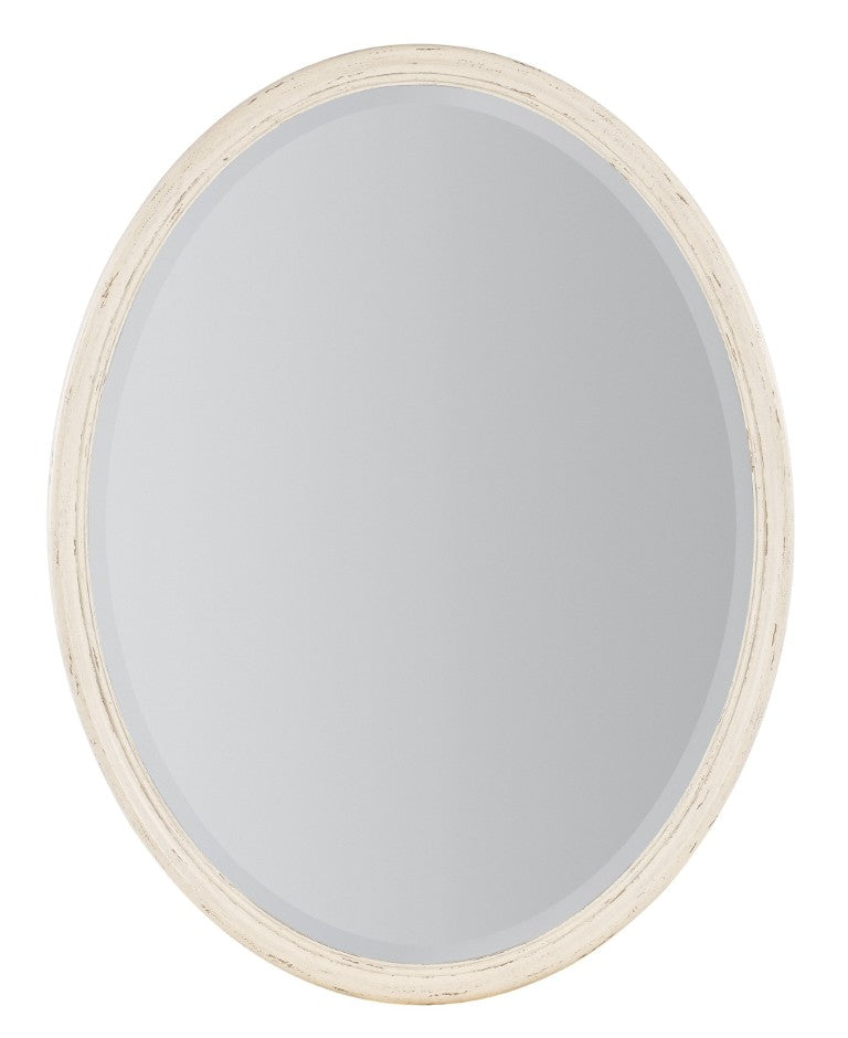 Hooker Furniture Americana Oval Mirror With Beveled Glass And Distressed Daisy Oak Veneer For Rustic Farmhouse Charm Whites/Creams/Beiges 7050-90007-02