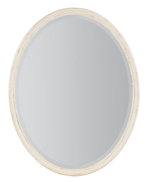 Hooker Furniture Americana Oval Mirror With Beveled Glass And Distressed Daisy Oak Veneer For Rustic Farmhouse Charm Whites/Creams/Beiges 7050-90007-02
