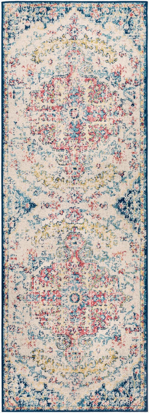 Livabliss Murat Turkish Polypropylene Runner Rug with Traditional Motifs for Hallway Entryway Aqua, Burgandy 2'7" x 7'3" MUT2321-2773