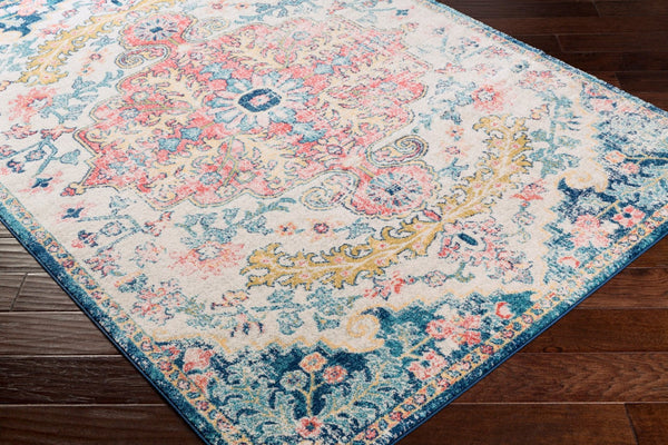 Livabliss Murat Turkish Polypropylene Runner Rug with Traditional Motifs for Hallway Entryway Aqua, Burgandy 5'3" x 5'3" Square MUT2321-53SQ