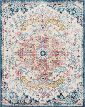 Livabliss Murat Turkish Polypropylene Runner Rug with Traditional Motifs for Hallway Entryway Aqua, Burgandy 7'10" x 10' MUT2321-71010