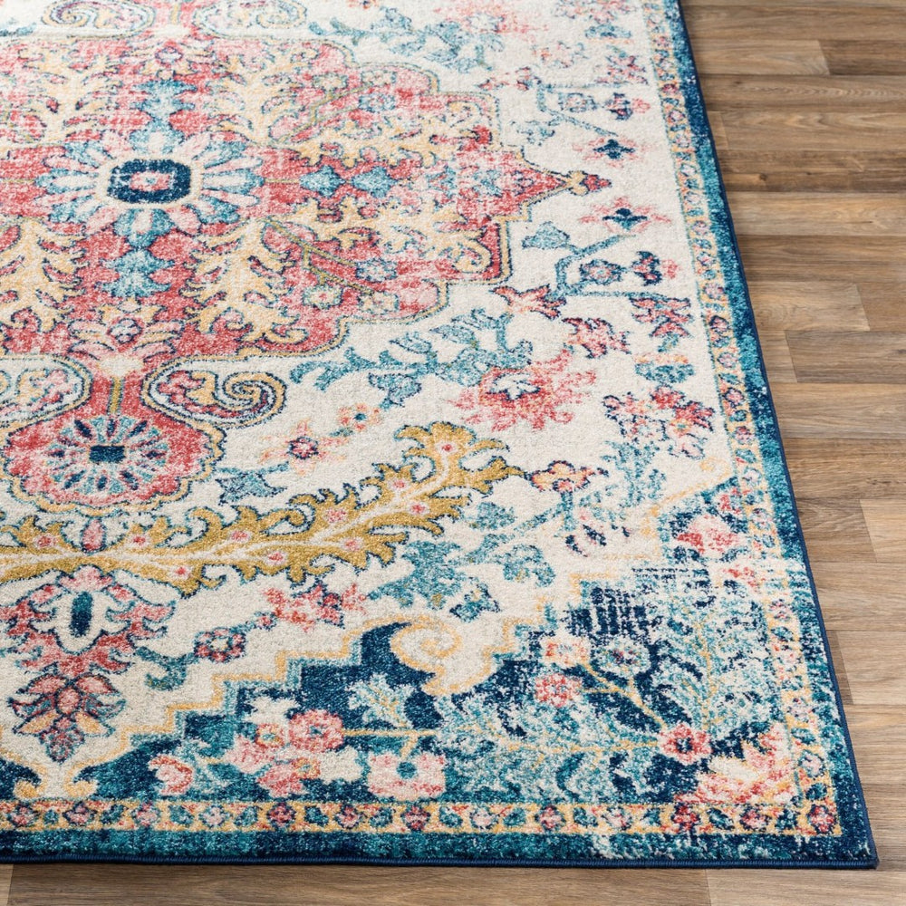 Livabliss Murat Turkish Polypropylene Runner Rug with Traditional Motifs for Hallway Entryway Aqua, Burgandy 8'10" x 12' MUT2321-81012