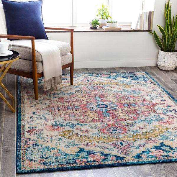 Livabliss Murat Turkish Polypropylene Runner Rug with Traditional Motifs for Hallway Entryway Aqua, Burgandy 8'10" x 12' MUT2321-81012