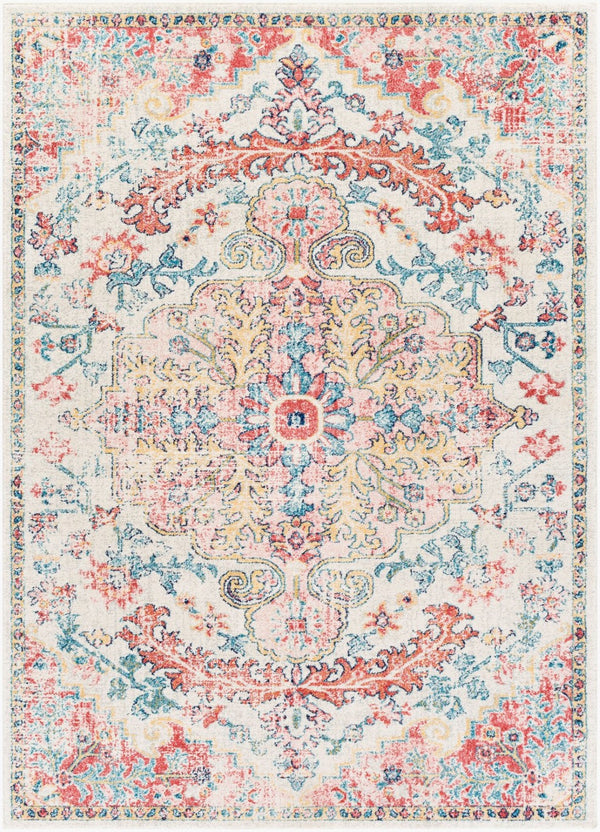 Livabliss Murat Traditional Medallion Polypropylene Area Rug for Living and Dining Rooms Red, White 5'3" x 7'3" MUT2323-5373