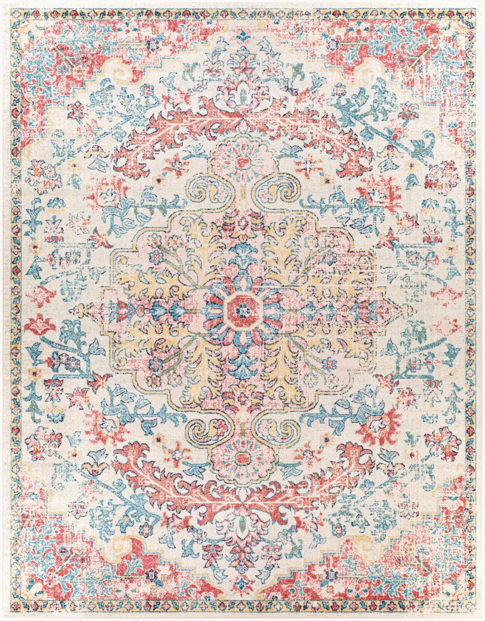 Livabliss Murat Traditional Medallion Polypropylene Area Rug for Living and Dining Rooms Red, White 7'10" x 10' MUT2323-71010