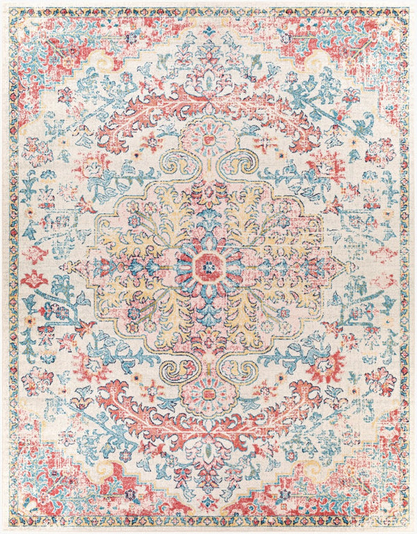 Livabliss Murat Traditional Medallion Polypropylene Area Rug for Living and Dining Rooms Red, White 7'10" x 10' MUT2323-71010