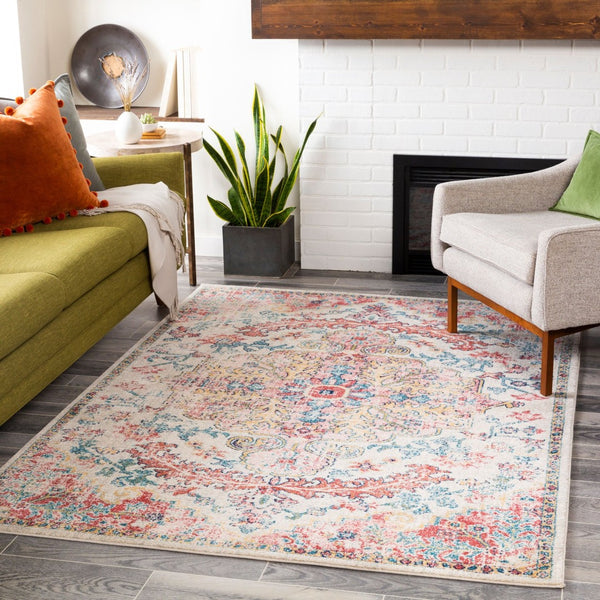 Livabliss Murat Traditional Medallion Polypropylene Area Rug for Living and Dining Rooms Red, White 5'3" x 7'3" MUT2323-5373
