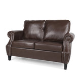 Christopher Knight Home® - Noble House - Lawton Contemporary Faux Leather Loveseat with Nailhead Trim