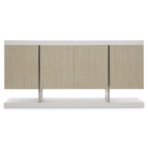 Bernhardt Bernhardt Solaria Sideboard With Shiny Nickel Cast-Aluminum Panels, White Oak Veneer, Soft-Close Doors 310131