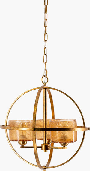 Surya Muye Modern 24"L X 24"W X 34"H Chandelier - Elegant Handcrafted Glass & Metal Home Décor Lighting Fixture, Gold Iron Muy-001