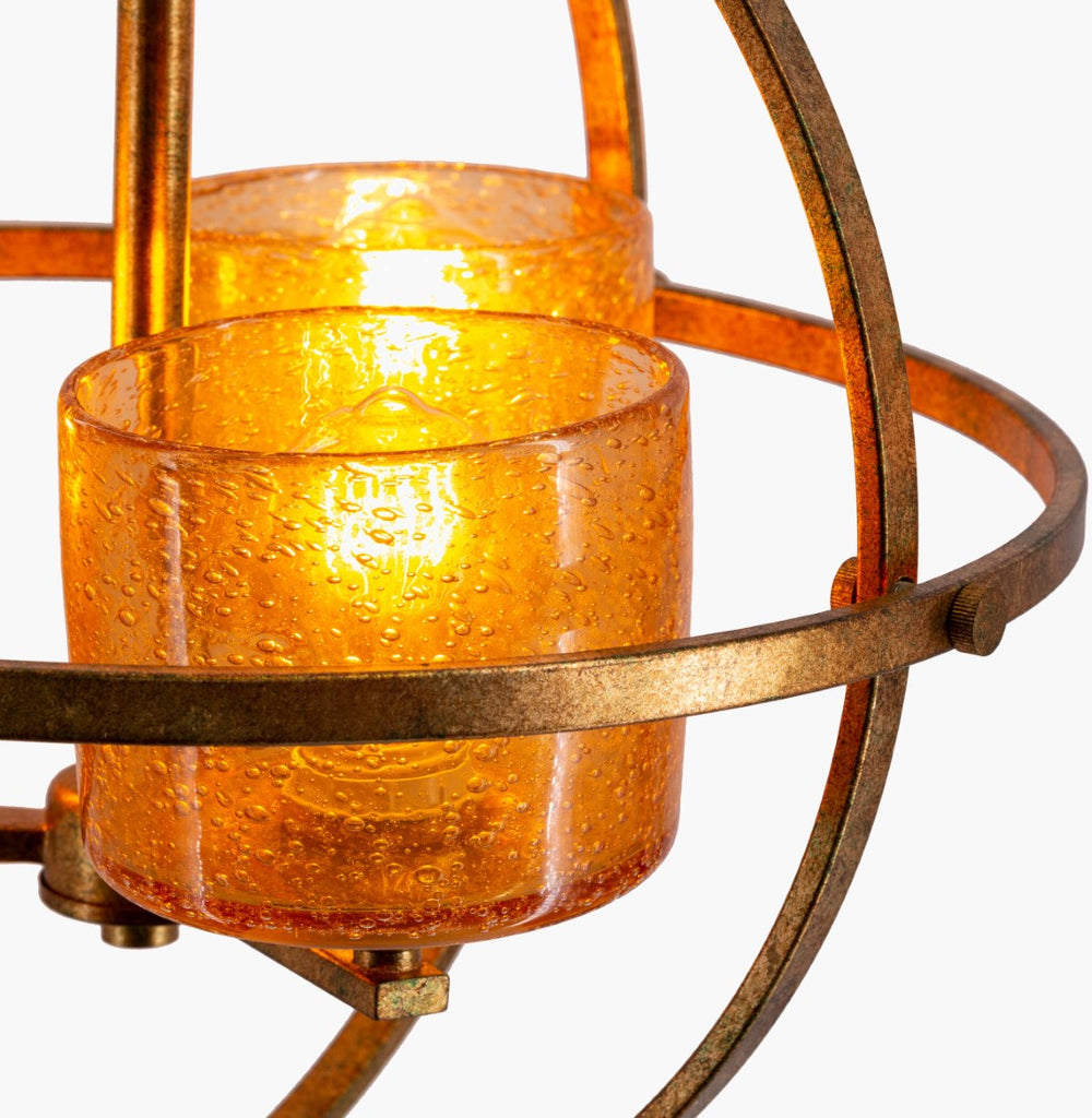 Surya Muye Modern 24"L X 24"W X 34"H Chandelier - Elegant Handcrafted Glass & Metal Home Décor Lighting Fixture, Gold Iron Muy-001