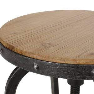 English Elm Christopher Knight Home® - Industrial Firwood Adjustable Swivel Barstools Set of 2 — Rustic Pewter Iron Frame, Height-Adjustable Comfort 67373.00