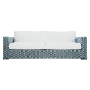 Bernhardt Bernhardt Capri Outdoor Sofa With Handwoven Grey Mist Rope, Plush Faux-Down Cushions, Aluminum Frame - Made to Order OP1017C