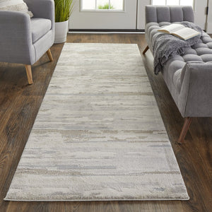 Feizy Rugs Vancouver Abstract Distressed Area Rug - Durable Polypropylene Blend For Contemporary Living Spaces Ivory,Tan,Brown Polypropylene,Polyester Vnr39fefivy000i71