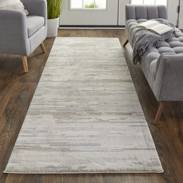 Feizy Rugs Vancouver Abstract Distressed Area Rug - Durable Polypropylene Blend For Contemporary Living Spaces Ivory,Tan,Brown Polypropylene,Polyester Vnr39fefivy000i71
