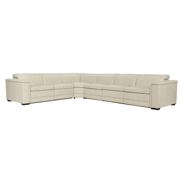 Bernhardt Bernhardt Lioni Leather Power-Motion Sectional With Usb Charging, Power Headrests, Sleek Contemporary Design White/Cream 153.5" W x 122.5" D x 32.5" H K2026
