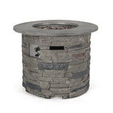 Christopher Knight Home® - Noble House - Hoonah 32" Stone Circular MGO Fire Pit With Grey Top - 40,000 BTU