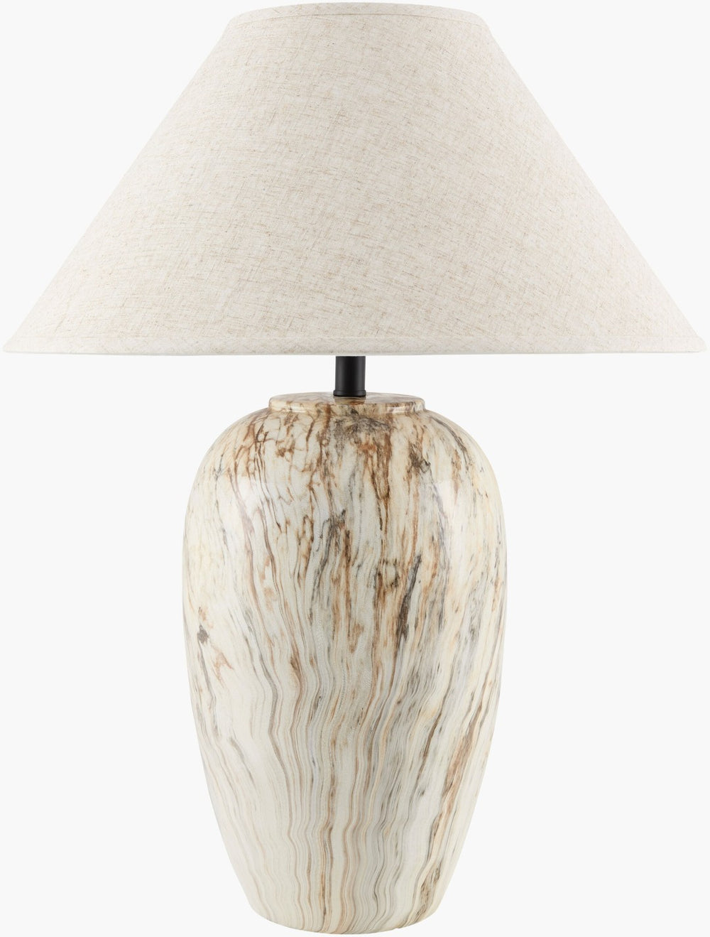 Surya Coral Bay Linen Shade Table Lamp with Metal Base for Farmhouse Transitional Rooms MVCB-001