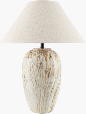 Surya Coral Bay Linen Shade Table Lamp with Metal Base for Farmhouse Transitional Rooms MVCB-001
