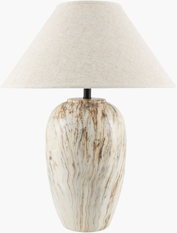 Surya Coral Bay Linen Shade Table Lamp with Metal Base for Farmhouse Transitional Rooms MVCB-001