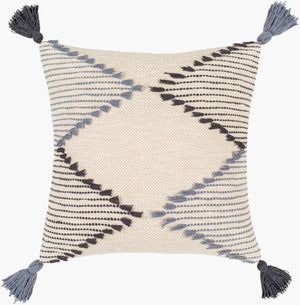 Surya Midvale Bohemian 18" Accent Pillow - Handmade Indian Cotton Decor With Vibrant Colors & Patterns Ivory Cotton,Cotton Mve001-1818p