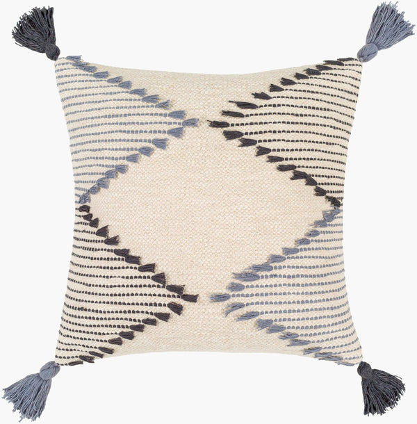 Surya Midvale Bohemian 18" Accent Pillow - Handmade Indian Cotton Decor With Vibrant Colors & Patterns Ivory Cotton,Cotton Mve001-1818p