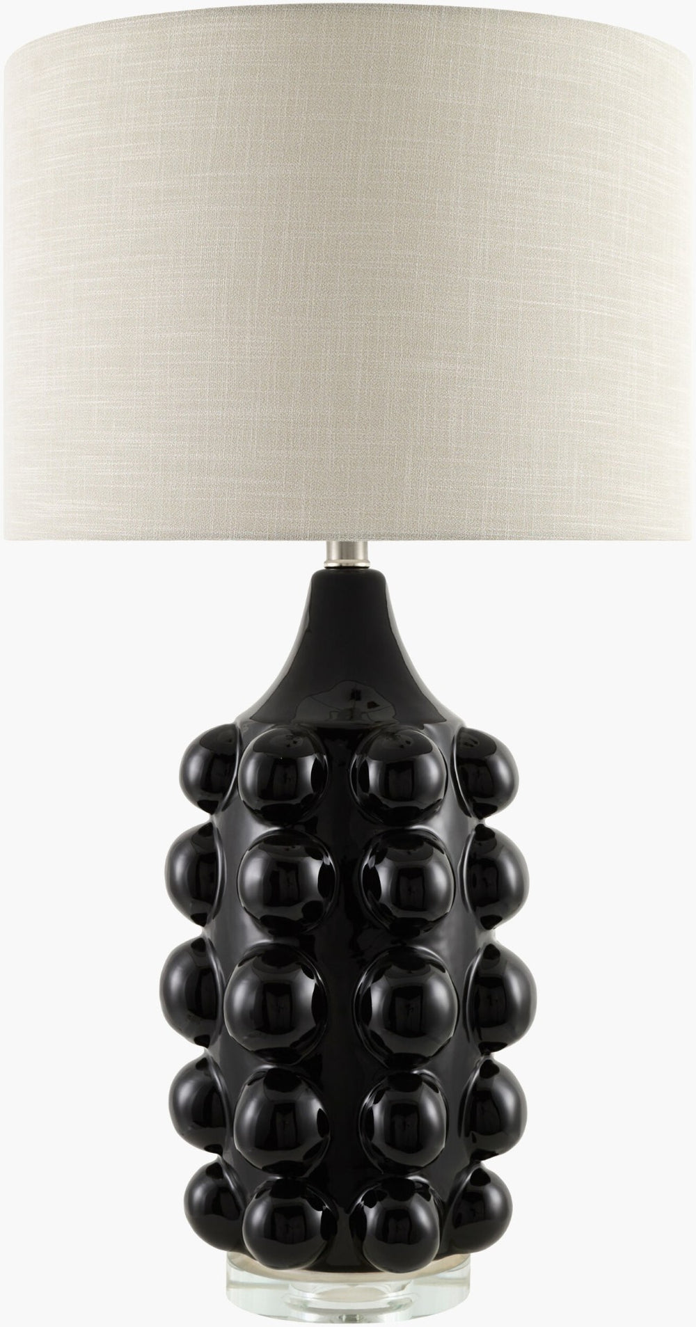 Surya Island Bubbles Art Deco Linen Shade Metal Base Tall Ambient Table Lamp for Living Rooms MVIB-002