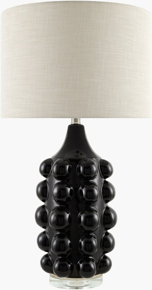 Surya Island Bubbles Art Deco Linen Shade Metal Base Tall Ambient Table Lamp for Living Rooms MVIB-002