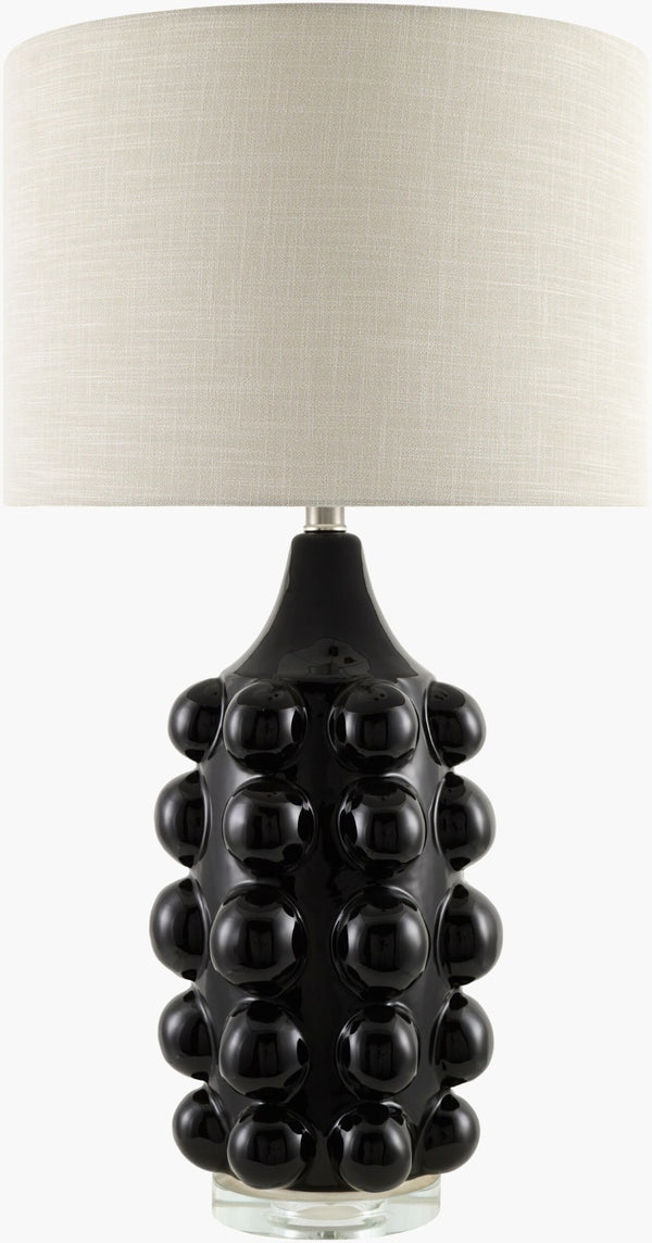 Surya Island Bubbles Art Deco Linen Shade Metal Base Tall Ambient Table Lamp for Living Rooms MVIB-002