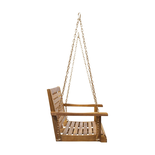 English Elm Tasmania Acacia Hardwood Porch Swing Slatted Outdoor Bench with Hanging Chains 69655.00