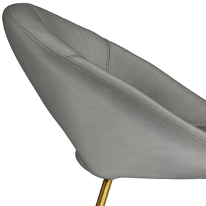 English Elm Barrett Velvet Accent Chair in Grey with Curved Back, Deep Seat & Gold Metal Base — Modern Comfort (96) B136P158469