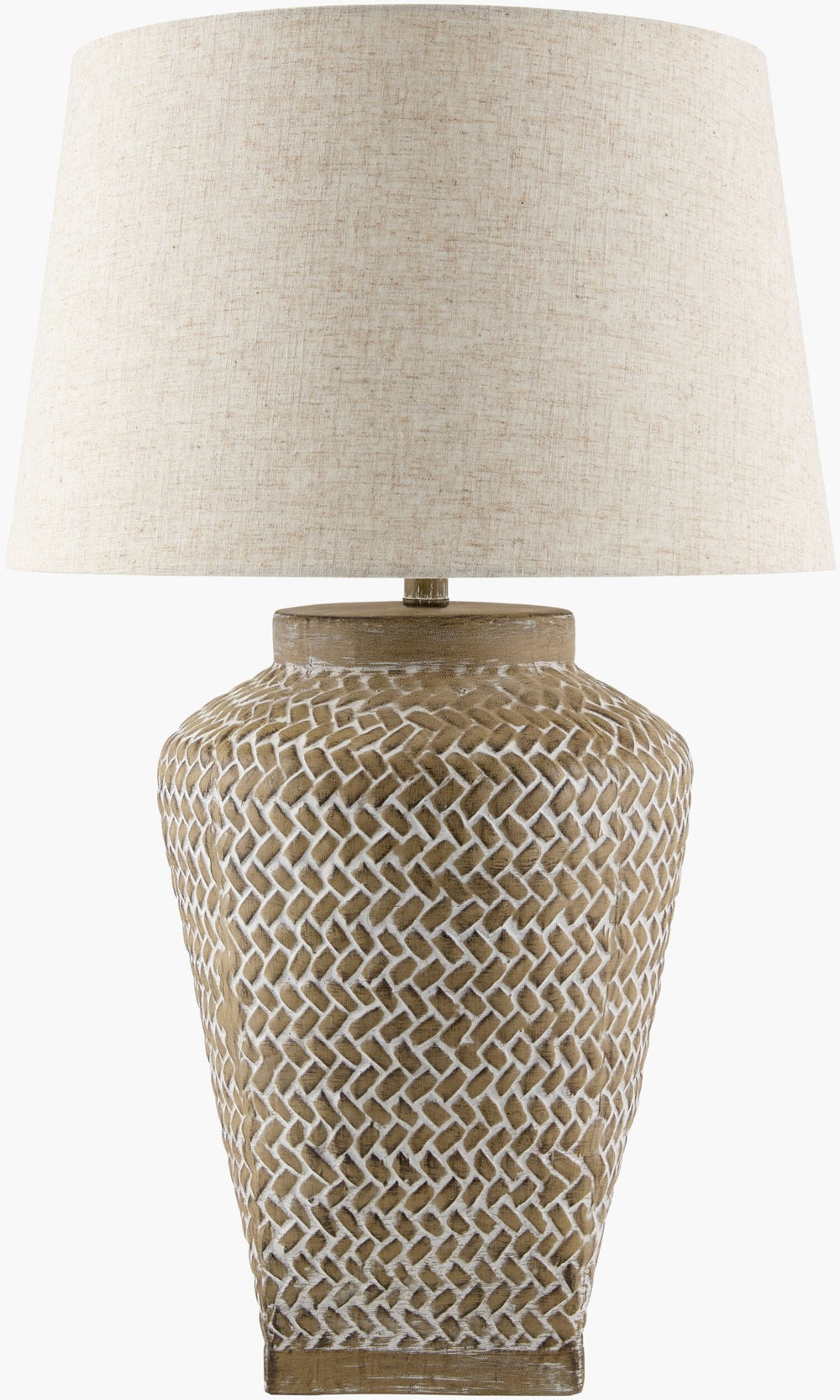 Surya Ocean Mist Linen Shade Table Lamp with Metal Base for Living Room or Bedroom MVOC-001