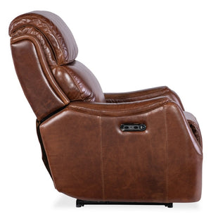 Hooker Furniture Harlan Zero Gravity Power Recliner With Usb Port, Top-Grain Leather, Bustle Back & Metal Base Brown SS734-PHZ1-088